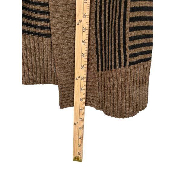 Helen HSU NY Wool Blend Open Cardigan XS Beige Black Geometric Stripe Old Money - Picture 6 of 11